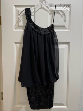 Arden B Black Sequin-Embellished One-Shoulder Dress